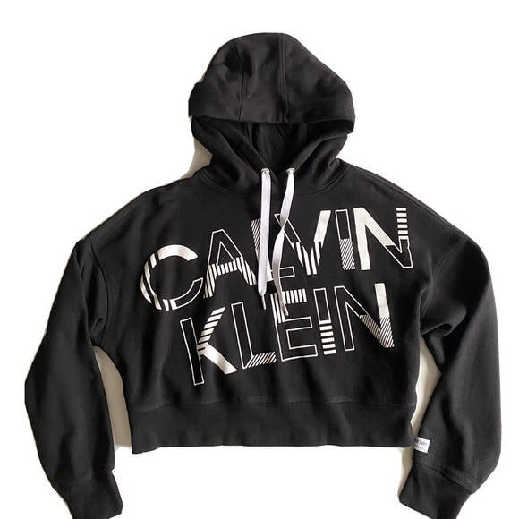 Calvin Klein Jackets & Blazers - Calvin Klein Performance Black Cropped Hoodie – Graphic Logo –